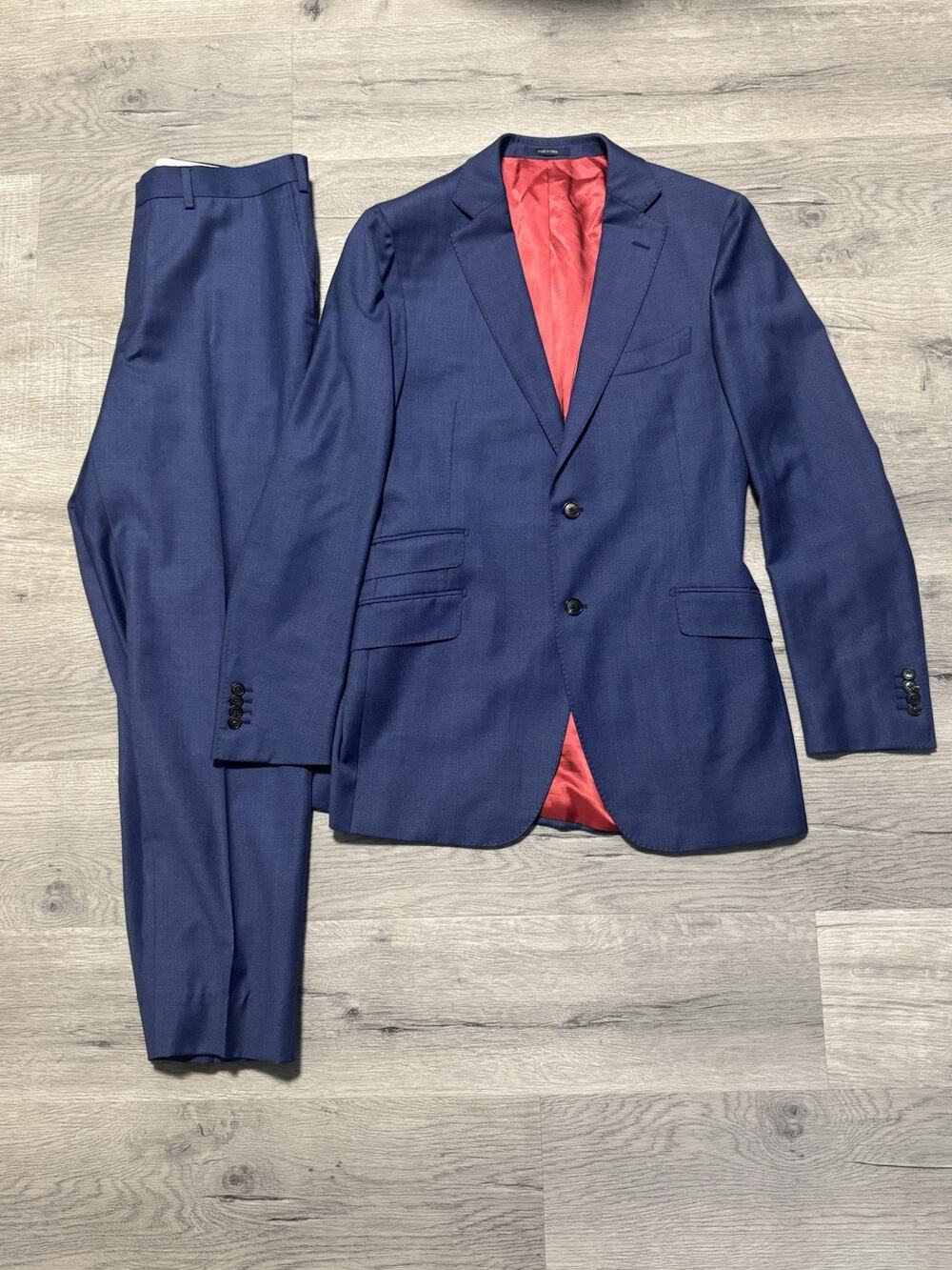 SuitSupply Sienna Int Blue Wool Suit 42L 34x30 Reda Super 130s
